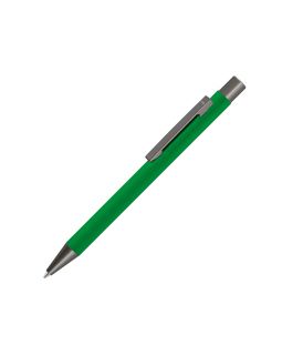 Ручка шариковая UMA STRAIGHT GUM soft-touch, с зеркальной гравировкой, зеленый