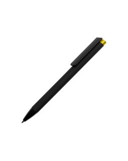 Ручка металлическая шариковая Taper Metal софт-тач с цветным зеркальным слоем, черный с желтым-foto2