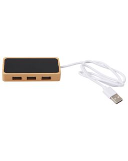 USB хаб с подсветкой лого Reedia S5, 3*USB, 1*Type C, бамбук, черный-foto3