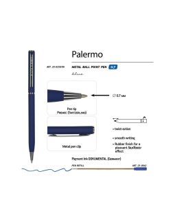 Ручка шариковая автоматическая BrunoVisconti® PALERMO цвет корпуса темно-синий, soft-touch, 0.7 мм-foto3