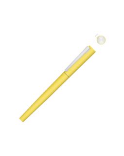 Ручка металлическая роллер Brush R GUM soft-touch с зеркальной гравировкой, желтый