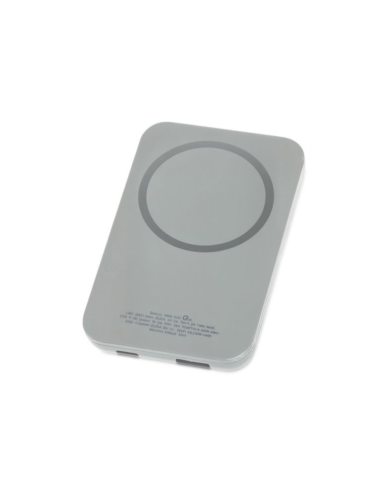Магнитный беспроводной внешний аккумулятор MagnetIQ, 5000 mah, 10 W, серый Cool gray 7C Магнитный беспроводной внешний аккумулятор MagnetIQ, 5000 mah, 10 W, серый Cool gray 7C