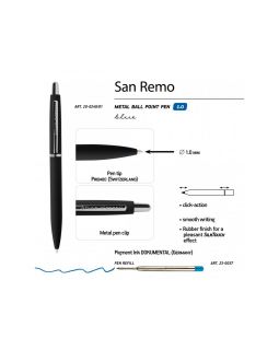 Ручка SAN REMO шариковая автоматическая, черный металлический корпус, 1.00 мм, синяя-foto3