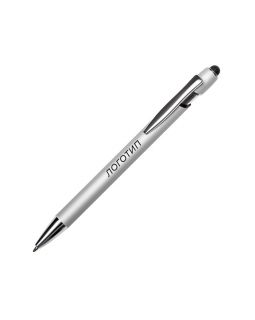 Ручка-стилус металлическая шариковая Sway Monochrome с цветным зеркальным слоем, серебристый с черным Ручка-стилус металлическая шариковая Sway Monochrome с цветным зеркальным слоем, серебристый с черным
