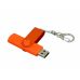 Флешка с поворотным механизмом, c дополнительным разъемом Micro USB, 32 Гб, оранжевый