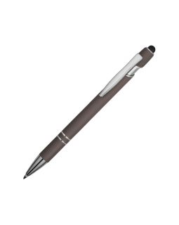 Ручка металлическая soft-touch шариковая со стилусом Sway, серый/серебристый