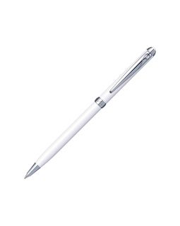 Ручка шариковая Pierre Cardin SLIM с поворотным механизмом, белый/серебро