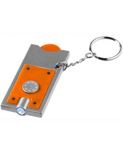 Брелок-держатель для монет Allegro с фонариком, оранжевый/серебристый