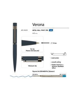 Ручка Verona шариковая автоматическая, синий металлический корпус 1.0 мм, синяя-foto3