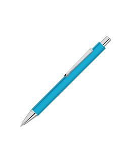 Ручка шариковая металлическая Pyra soft-touch с зеркальной гравировкой, голубой